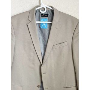 Marc Ecko Mens Tan Blazer Jacket Polyester Viscose R44 Large Long Preowned